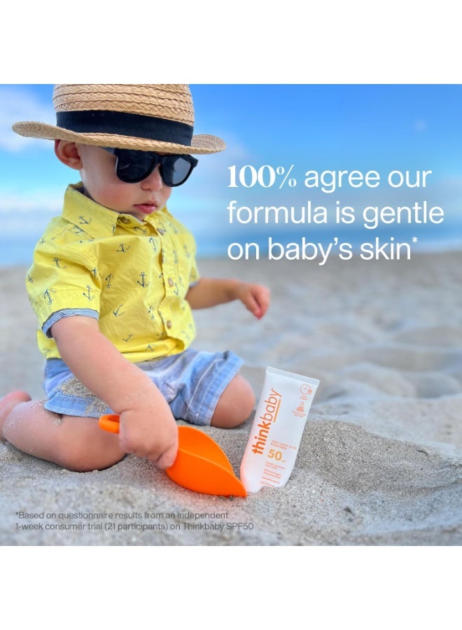 Thinkbaby SPF 50+ Baby Sunscreen, 3 Oz. â€“ Safe, Natural Mineral Sun Cream for Babies - Water Resistant, Broad Spectrum UVA/UVB Sun Protection â€“ Vegan Sunscreen for Kids - Image 5