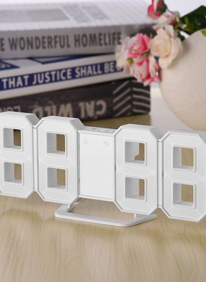 NIBEMINENT 8 Shaped Digital LED Display Wall Desktop Table Clocks White - Image 3