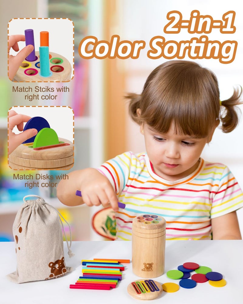 oazoxcx Wooden Learning Color Sorting Toys for Toddlers Sensory Sorting Coin Box Toys for Toddlers 1-3 Fine Motor Skills and Matching Games for Toddler Learning Toys - Image 2