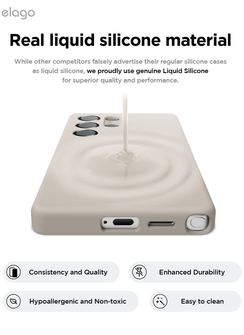 Elago - Magnetic Liquid Silicone for Samsung Galaxy S25 Ultra Case Cover Compatible with MagSafe Shockproof - Stone - Image 1