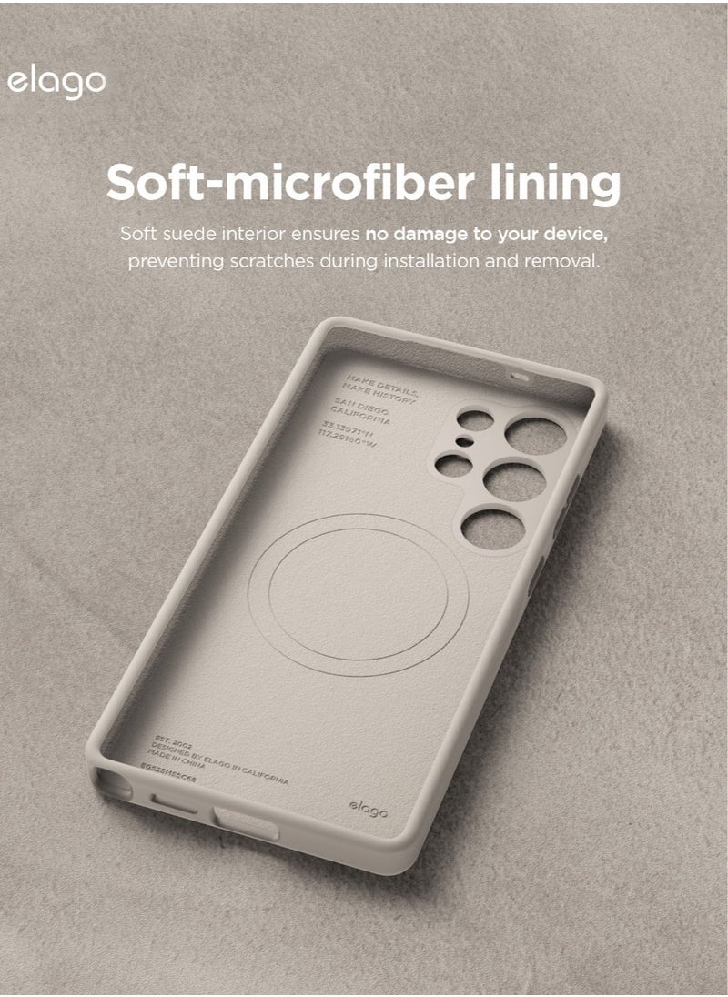 Elago - Magnetic Liquid Silicone for Samsung Galaxy S25 Ultra Case Cover Compatible with MagSafe Shockproof - Stone - Image 1