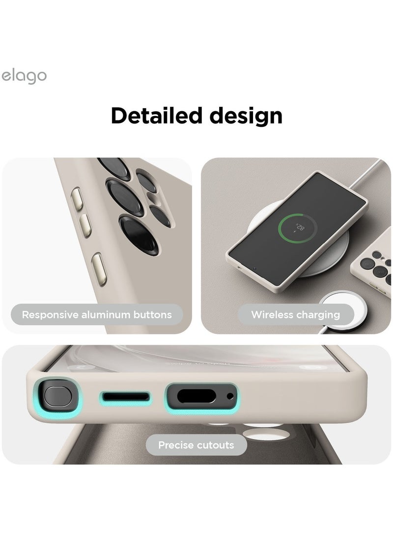 Elago - Magnetic Liquid Silicone for Samsung Galaxy S25 Ultra Case Cover Compatible with MagSafe Shockproof - Stone - Image 1