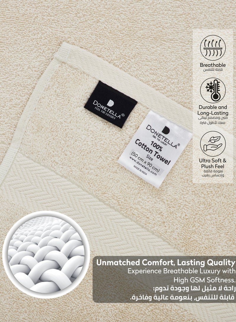 Donetella Premium 100 % Combed Cotton 4-Pcs Hand Towel Set (50 X 90 CM) 600 GSM Super Soft Hand Towel, Highly Absorbent, Quick Dry,Best Towel for Bathroom, Spa And Hotel,Cream - Image 5