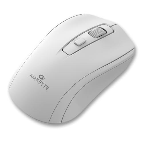 Amkette Hush Pro Astra Wireless Mouse with Advance 2.4 Ghz Connectivity, Silent Switch, Ergonomic Design, High Precision 3 DPI Settings, Mouse On/Off Switch, Smart Auto Sleep Function (White) - Image 1