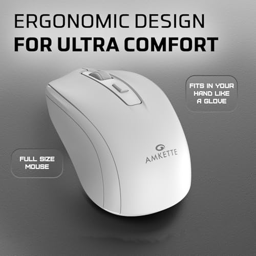 Amkette Hush Pro Astra Wireless Mouse with Advance 2.4 Ghz Connectivity, Silent Switch, Ergonomic Design, High Precision 3 DPI Settings, Mouse On/Off Switch, Smart Auto Sleep Function (White) - Image 2