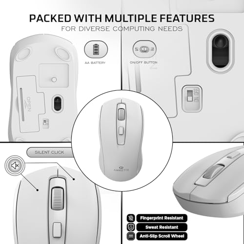 Amkette Hush Pro Astra Wireless Mouse with Advance 2.4 Ghz Connectivity, Silent Switch, Ergonomic Design, High Precision 3 DPI Settings, Mouse On/Off Switch, Smart Auto Sleep Function (White) - Image 5