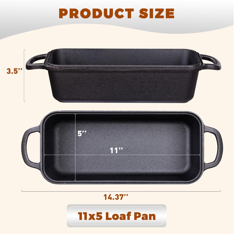 Articasting 11x5 Inch Cast Iron Loaf Pan With Lidï¼Œ5.8 Qt Large Loaf Pans For Sourdough Bread Baking, Pre-Seasoned Heavy Duty Dutch Oven Bread Pan For a Crispy Crust - Image 3