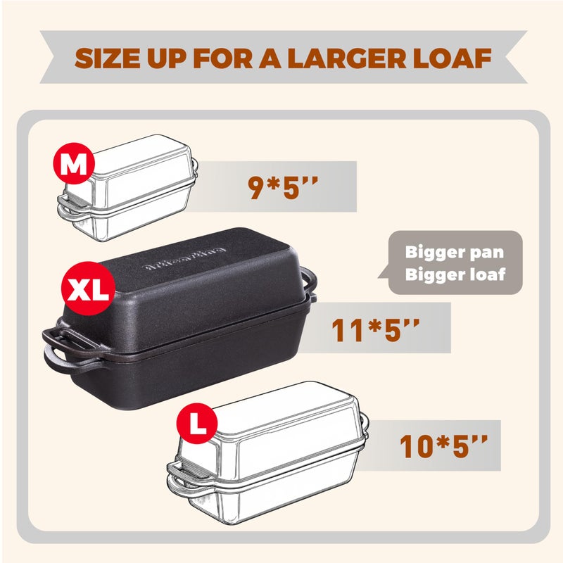 Articasting 11x5 Inch Cast Iron Loaf Pan With Lidï¼Œ5.8 Qt Large Loaf Pans For Sourdough Bread Baking, Pre-Seasoned Heavy Duty Dutch Oven Bread Pan For a Crispy Crust - Image 2