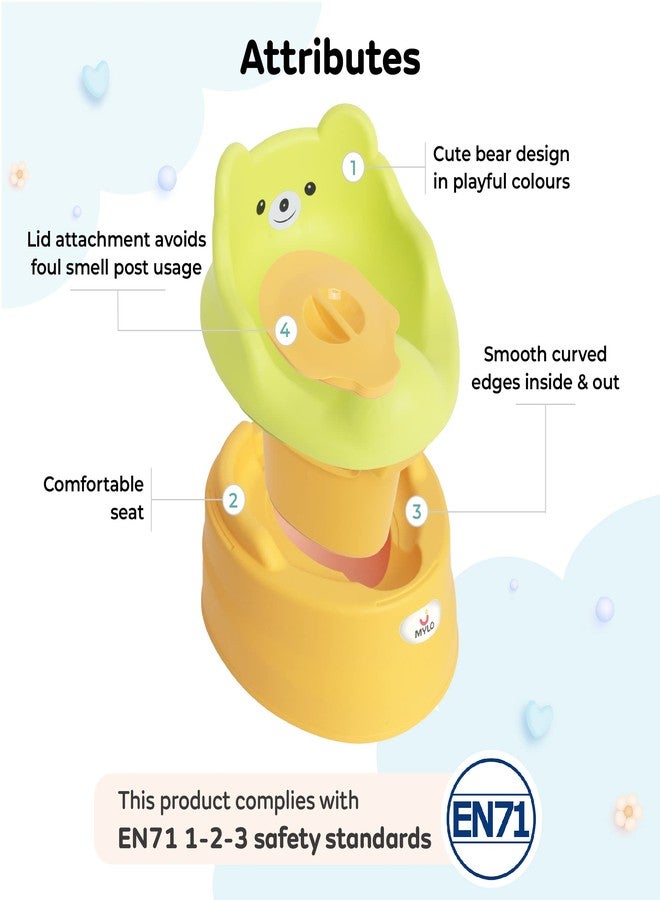 Mylo Essentials Mylo 2-in-1 Potty Training Seat for 6 Months+ Child with Detachable Potty Bowl and Adaptable Potty Seat (Green & Yellow) - Image 4