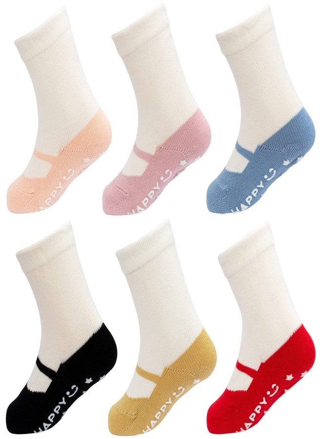 Looching Pack of 6 Infant Toddler Non Slip Grips Socks Cute Ballet Style Baby Ankle Socks(6 color,1-3T) - Image 1