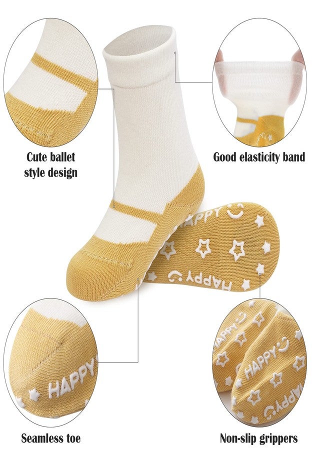 Looching Pack of 6 Infant Toddler Non Slip Grips Socks Cute Ballet Style Baby Ankle Socks(6 color,1-3T) - Image 4