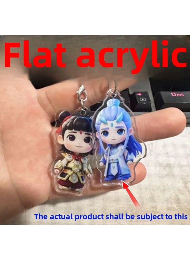 Generic - Nezha 2 Devil Child Naohai Lotus Root Cake CP Mobile Phone Chain Pendant Cartoon Animation High Color Value Nezha Ao Bing Schoolbag Hanging Decoration-Size: Nezha + Xiao Nezha + Xiaoyao - Image 1