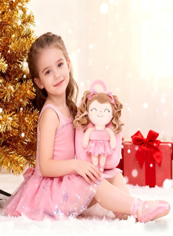 Gloveleya Toddler Girls Backpack for Kids with Soft Toys Plush Curly Ballerina Doll Pink 9 Inches - Image 3