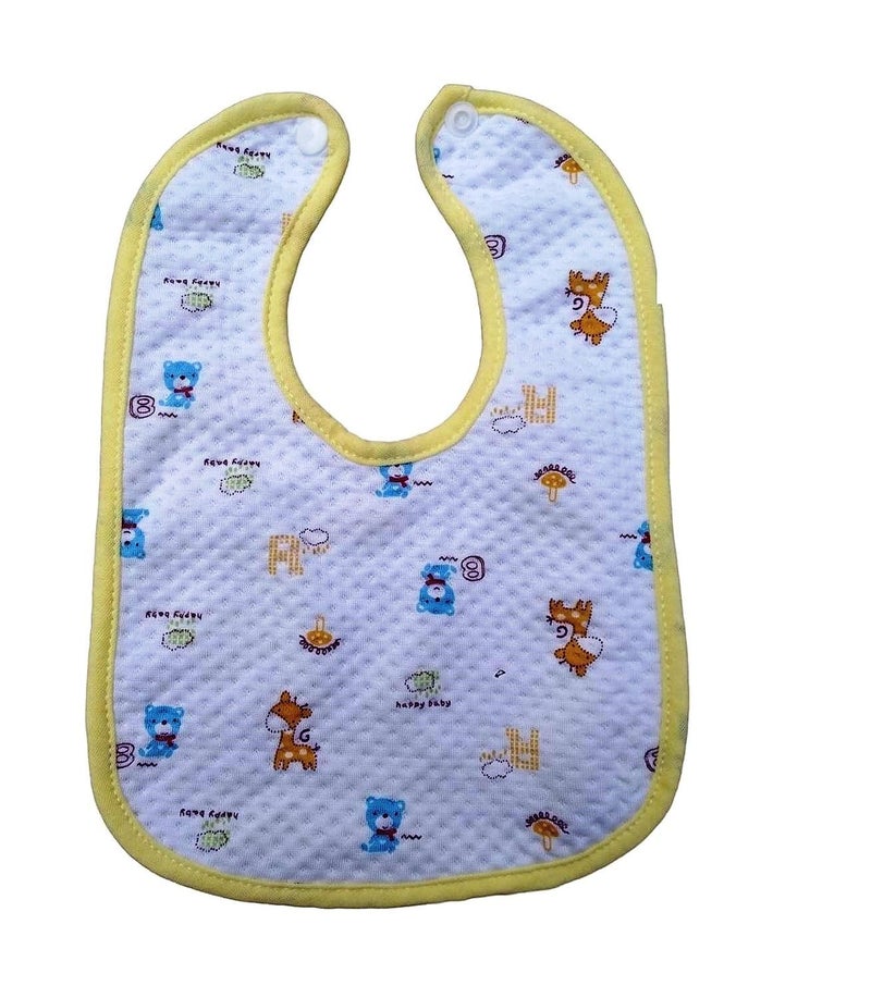 BabyGo Cotton Baby Bibs | Multicolored Waterproof Feeding Bibs with Titch Button, Soft, Washable & Reusable, Comfortable Feeding Bibs for Infants & Toddlers, Easy to Clean | Pack of 3 - Image 2