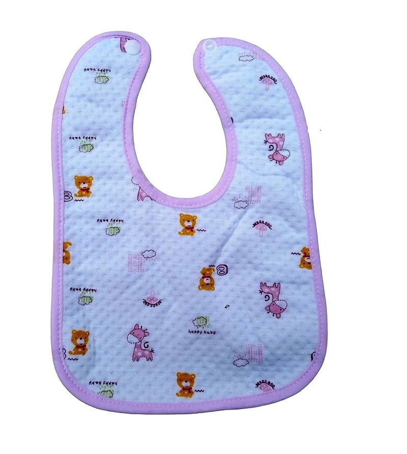 BabyGo Cotton Baby Bibs | Multicolored Waterproof Feeding Bibs with Titch Button, Soft, Washable & Reusable, Comfortable Feeding Bibs for Infants & Toddlers, Easy to Clean | Pack of 3 - Image 4