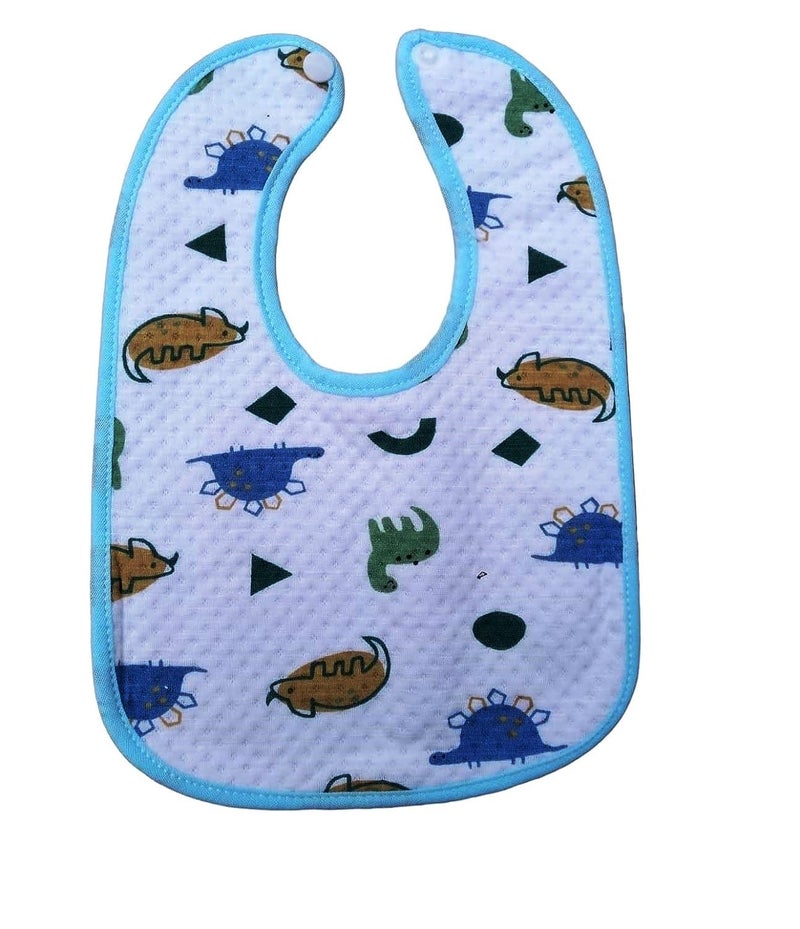 BabyGo Cotton Baby Bibs | Multicolored Waterproof Feeding Bibs with Titch Button, Soft, Washable & Reusable, Comfortable Feeding Bibs for Infants & Toddlers, Easy to Clean | Pack of 3 - Image 3