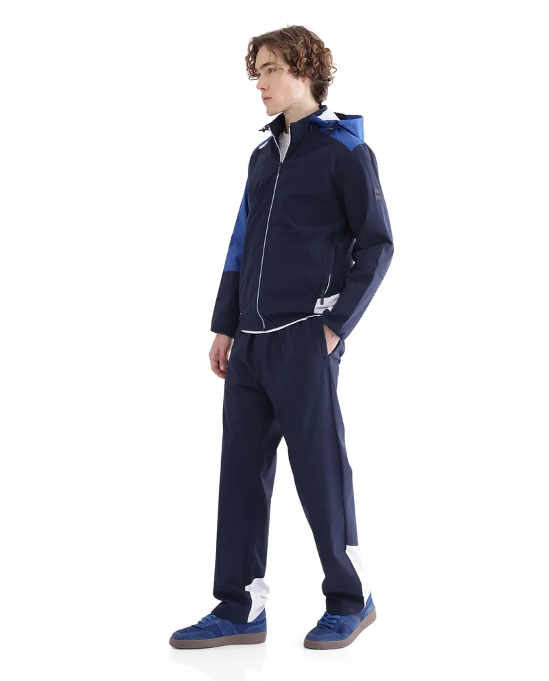 Rare Rabbit Men's Colorblock Zipper Closure Hooded Jacket