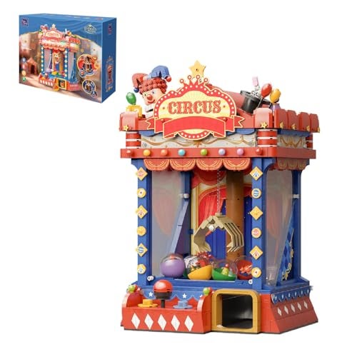 PANTASY Retro Circus Claw Machine Building Kit Arcade Style Arcade Machine Block Model with Lights Music Interactive Collectible Building Set and Display Toy for Adults and Kids - Image 1
