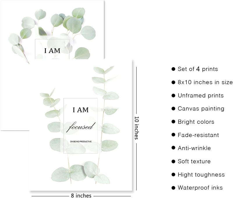 HoozGee Motivational Botanical Plants Wall Art Prints Encouragement Words for Office Bedroom Decor Canvas Posters (8"x10" UNFRAMED, Motivational Leaf Art) - Image 2