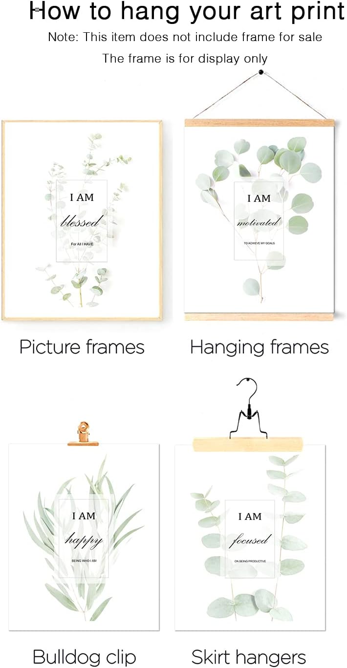 HoozGee Motivational Botanical Plants Wall Art Prints Encouragement Words for Office Bedroom Decor Canvas Posters (8"x10" UNFRAMED, Motivational Leaf Art) - Image 3