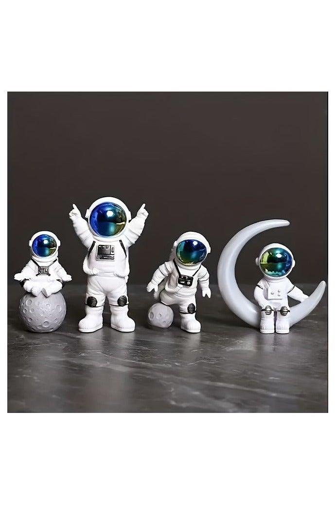 HOMESTAR 4 Pcs Astronaut Figurines Miniature Astronaut Toys Space Spaceman Statues for Home Desktop Decor Space Theme Party Decoration and Living Room TV Cabinet Home Decoration - Image 1