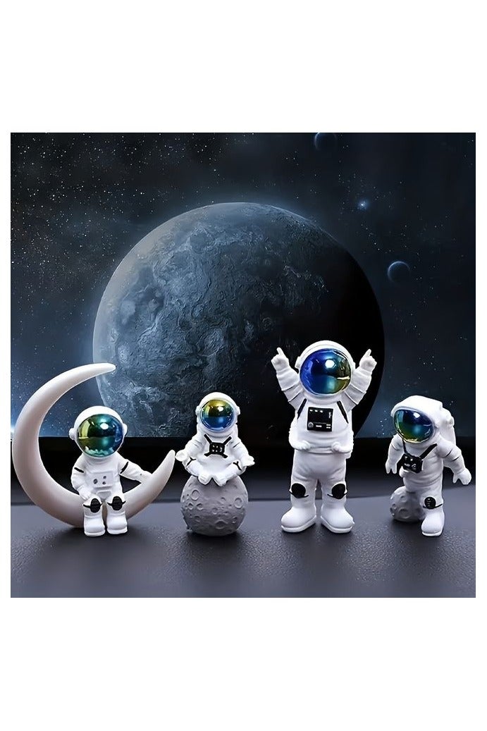 HOMESTAR 4 Pcs Astronaut Figurines Miniature Astronaut Toys Space Spaceman Statues for Home Desktop Decor Space Theme Party Decoration and Living Room TV Cabinet Home Decoration - Image 2