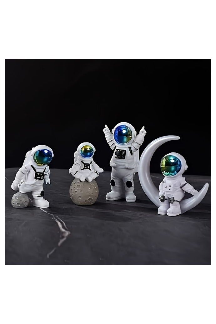 HOMESTAR 4 Pcs Astronaut Figurines Miniature Astronaut Toys Space Spaceman Statues for Home Desktop Decor Space Theme Party Decoration and Living Room TV Cabinet Home Decoration - Image 3