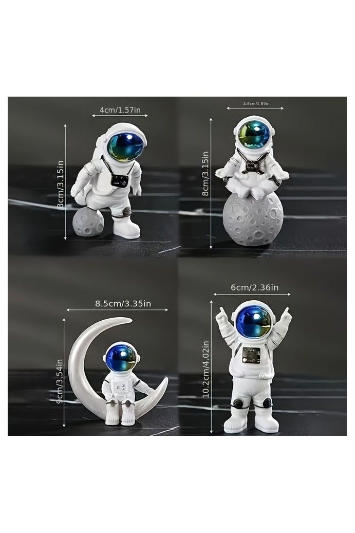 HOMESTAR 4 Pcs Astronaut Figurines Miniature Astronaut Toys Space Spaceman Statues for Home Desktop Decor Space Theme Party Decoration and Living Room TV Cabinet Home Decoration - Image 4