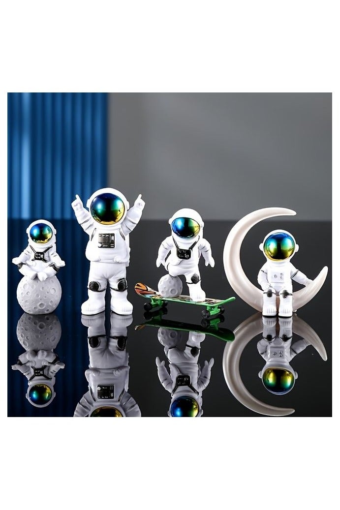 HOMESTAR 4 Pcs Astronaut Figurines Miniature Astronaut Toys Space Spaceman Statues for Home Desktop Decor Space Theme Party Decoration and Living Room TV Cabinet Home Decoration - Image 5