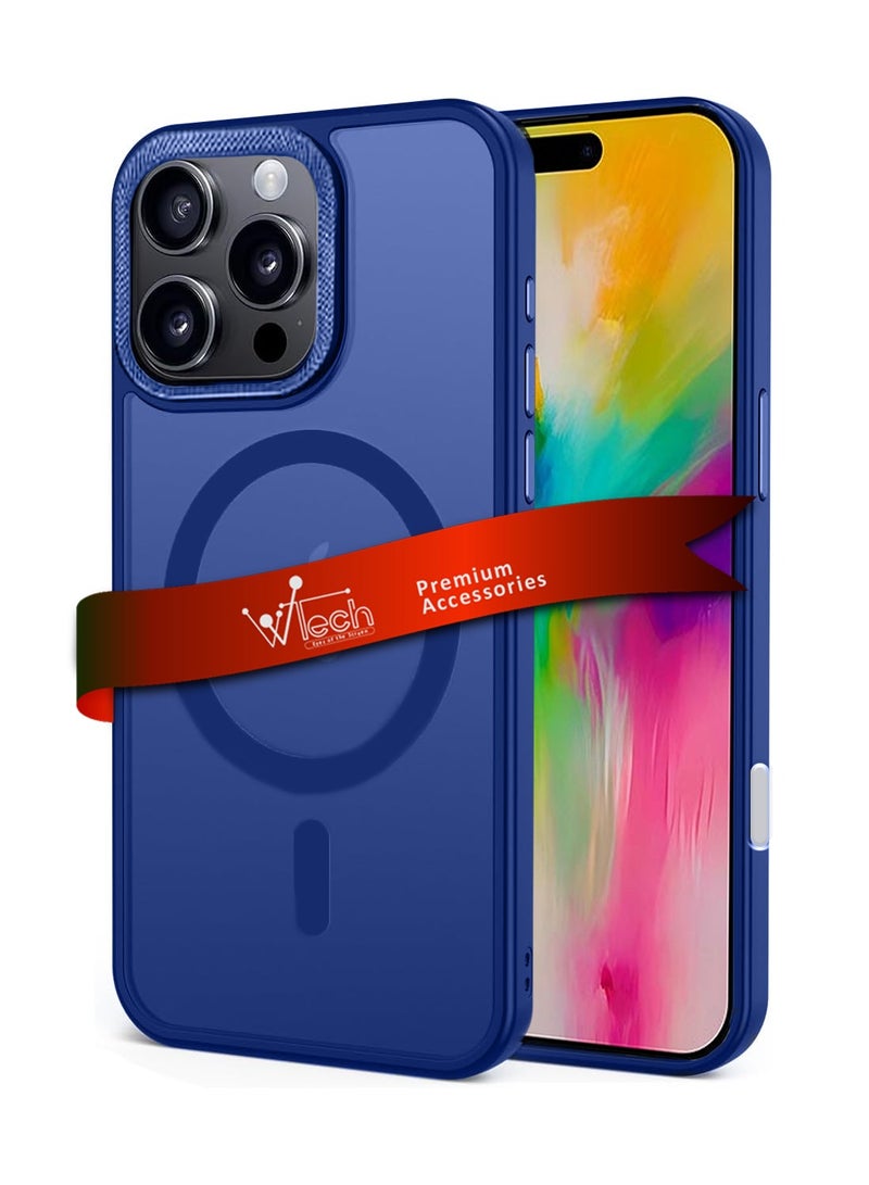 Wtech Apple iPhone 16 Pro Max 2024 Hard Silicone Hybrid Translucent Slim Stylish Magnetic Magsafe Case Cover - Navy Blue - Image 1