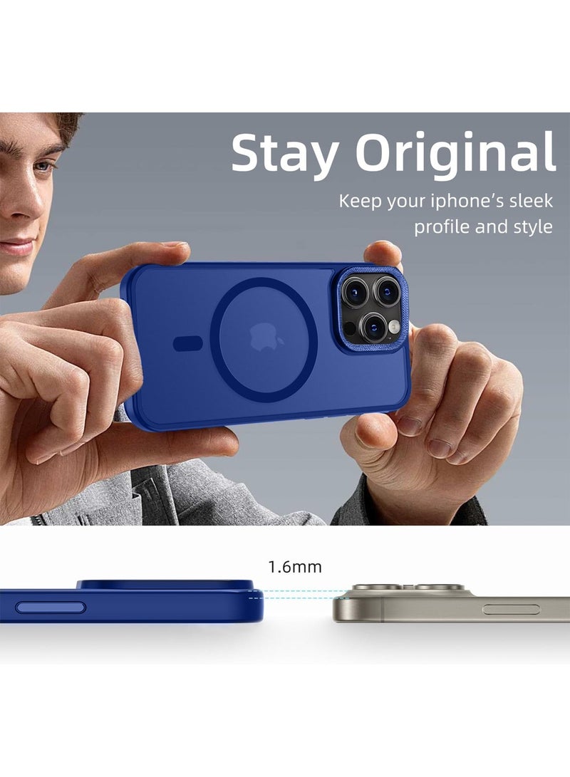 Wtech Apple iPhone 16 Pro Max 2024 Hard Silicone Hybrid Translucent Slim Stylish Magnetic Magsafe Case Cover - Navy Blue - Image 2