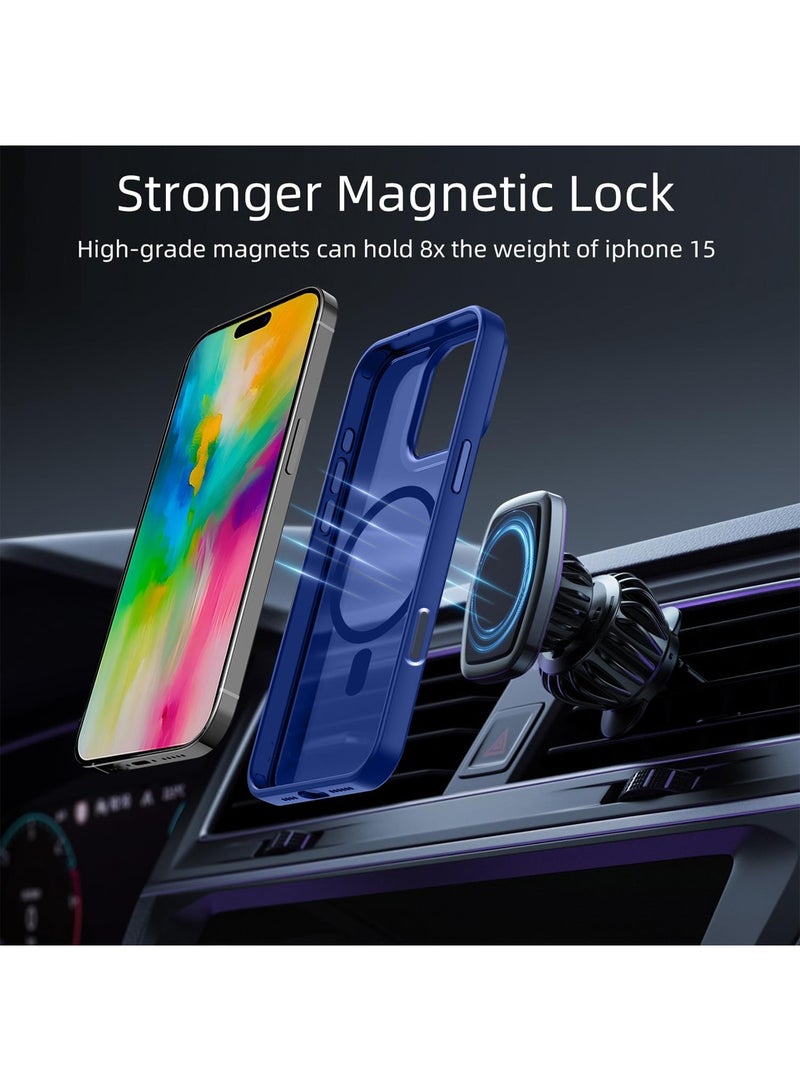 Wtech Apple iPhone 16 Pro Max 2024 Hard Silicone Hybrid Translucent Slim Stylish Magnetic Magsafe Case Cover - Navy Blue - Image 3