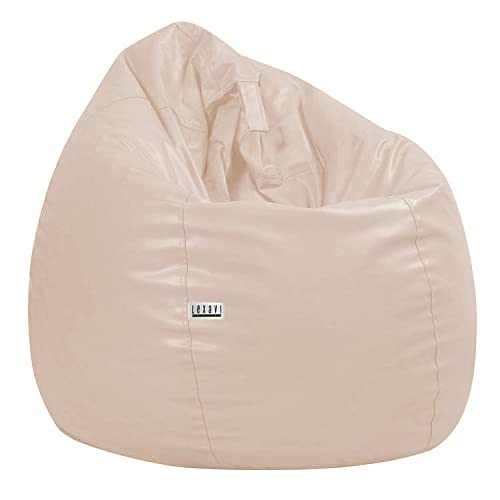 LEXAVI Faux Leather Brand - 4Xl Bean Bags With Round Footrest Beans Filled With Free Cushion - (Xxxxl - Cream) - Image 3