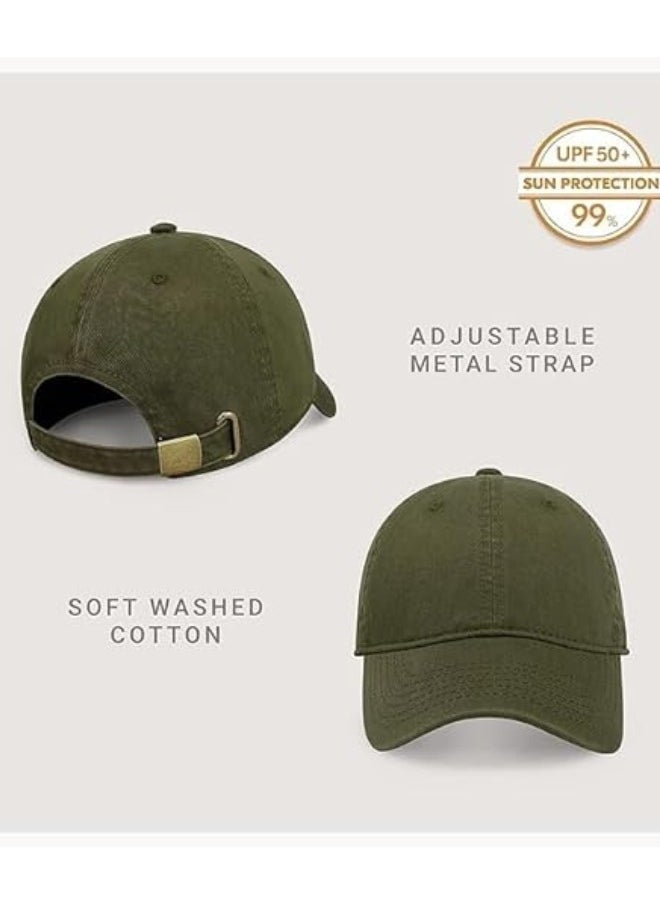 SARAOONT 100% Cotton Army Green Baseball Dad Cap - Adjustable Size Hat for Running, Workouts, and Outdoor Activities - Baseball Cap for Men and Women  - Image 2