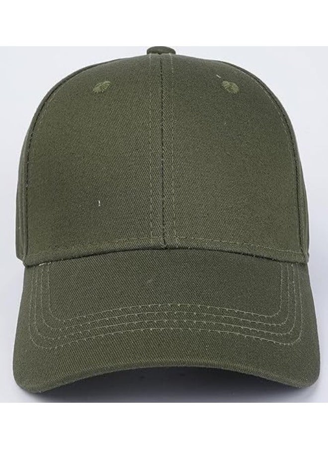 SARAOONT 100% Cotton Army Green Baseball Dad Cap - Adjustable Size Hat for Running, Workouts, and Outdoor Activities - Baseball Cap for Men and Women  - Image 1