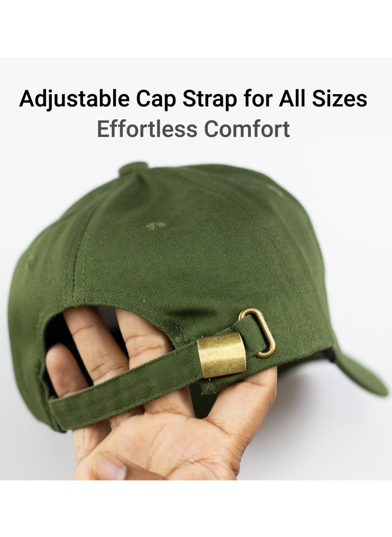 SARAOONT 100% Cotton Army Green Baseball Dad Cap - Adjustable Size Hat for Running, Workouts, and Outdoor Activities - Baseball Cap for Men and Women  - Image 5