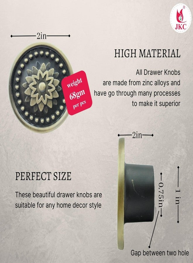 JKC Antique Brass Finish Rajwadi Design Cabinet Knobs, Multipurpose Door Handles for Wardrobe, Eye Catching Drawer Knobs, Knobs for Cabinets (Pack of 4) - Image 2