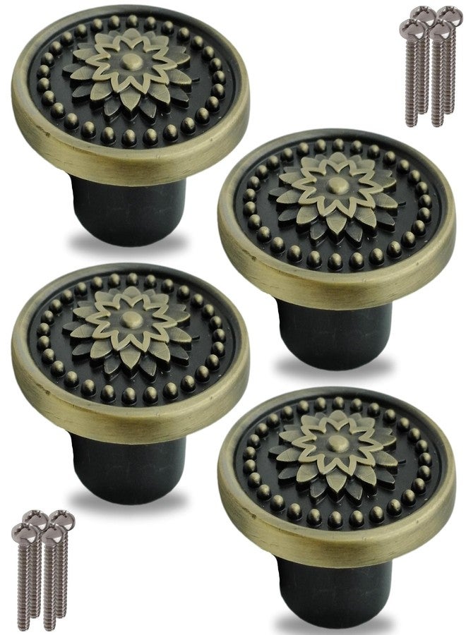JKC Antique Brass Finish Rajwadi Design Cabinet Knobs, Multipurpose Door Handles for Wardrobe, Eye Catching Drawer Knobs, Knobs for Cabinets (Pack of 4) - Image 1