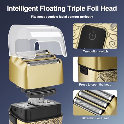 Dumite Electric Shavers for Men,Waterproof Powerful Motor Electric Razor,Head Shavers for Bald Men,Triple Foil Beard Trimmer,Barber Supplies LED Displays & USB Charging Shaver, Gifts - Image 2