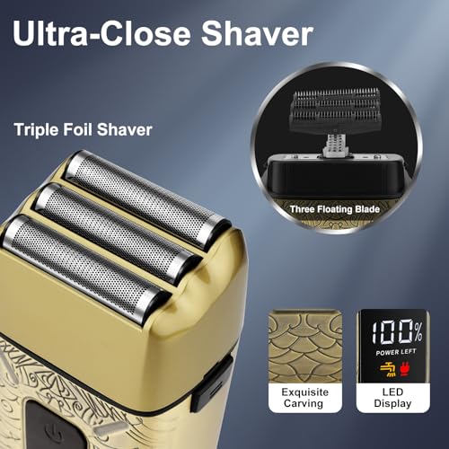 Dumite Electric Shavers for Men,Waterproof Powerful Motor Electric Razor,Head Shavers for Bald Men,Triple Foil Beard Trimmer,Barber Supplies LED Displays & USB Charging Shaver, Gifts - Image 3
