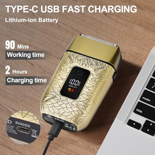 Dumite Electric Shavers for Men,Waterproof Powerful Motor Electric Razor,Head Shavers for Bald Men,Triple Foil Beard Trimmer,Barber Supplies LED Displays & USB Charging Shaver, Gifts - Image 4