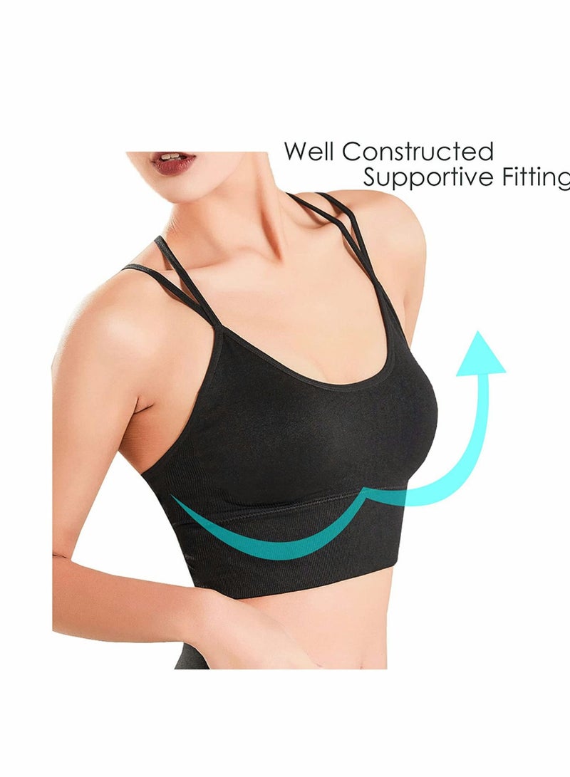 SYOSI حمالة صدر رياضية، حمالات صدر رياضية بظهر متقاطع، قمصان نسائية قصيرة بدون سلك للتدريب، حمالة صدر مبطنة ذات حمالات متقاطعة للتدريب اليوغا واللياقة البدنية ذات التأثير المنخفض - Image 3
