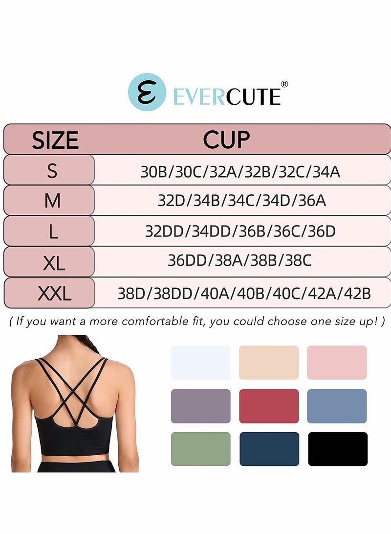 SYOSI حمالة صدر رياضية، حمالات صدر رياضية بظهر متقاطع، قمصان نسائية قصيرة بدون سلك للتدريب، حمالة صدر مبطنة ذات حمالات متقاطعة للتدريب اليوغا واللياقة البدنية ذات التأثير المنخفض - Image 5