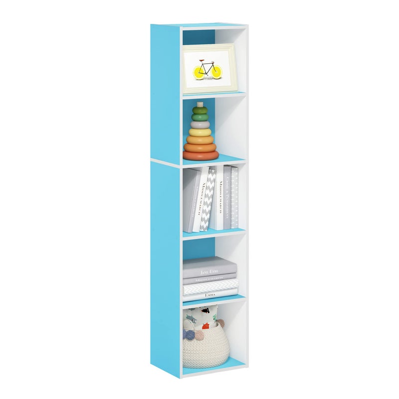 Furinno Furinno Luder Bookcase  Book  Storage 5Tier Cube Light BlueWhite