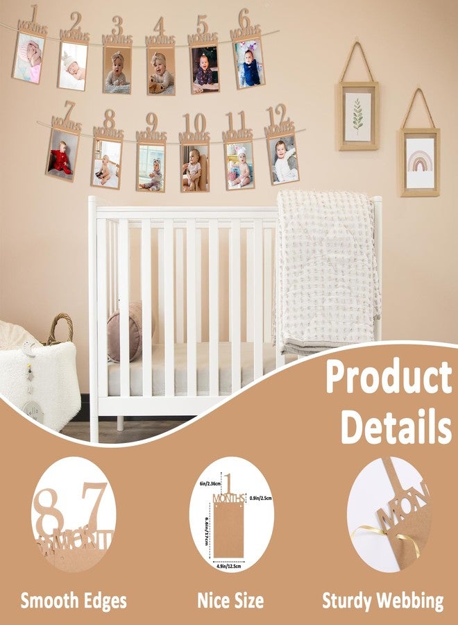 simarro 1st Birthday Party Photo Banner, Newborn to 12 Months Photo Garland Display For Baby Boy Girl Party Decoration Supplies Monthly Milestones First Birthday Picture Banner - Image 3