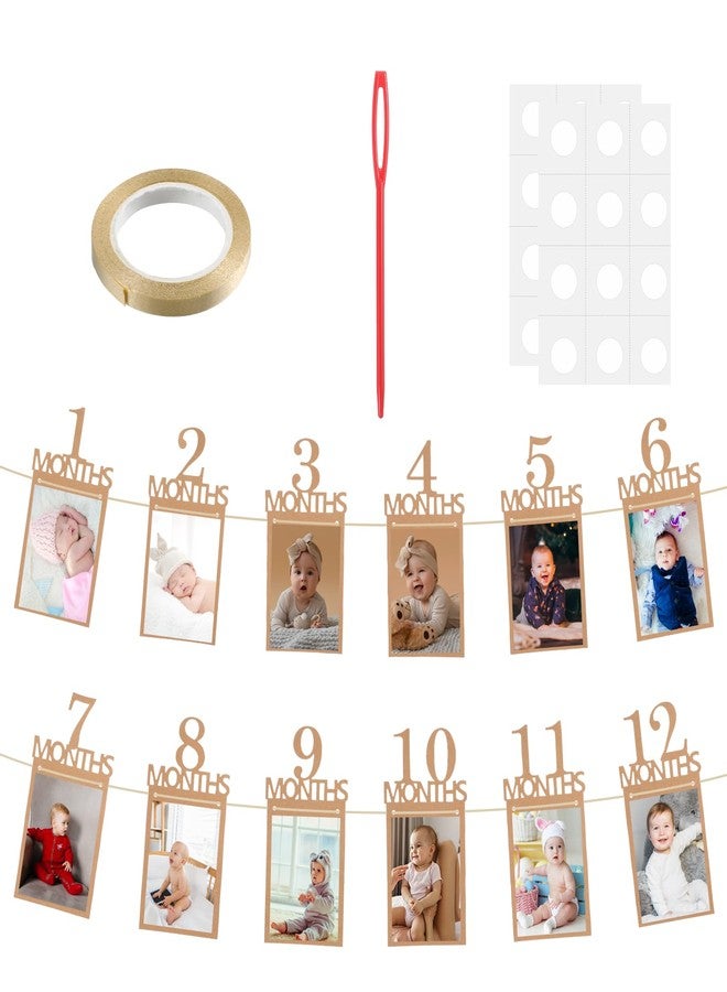 simarro 1st Birthday Party Photo Banner, Newborn to 12 Months Photo Garland Display For Baby Boy Girl Party Decoration Supplies Monthly Milestones First Birthday Picture Banner - Image 1
