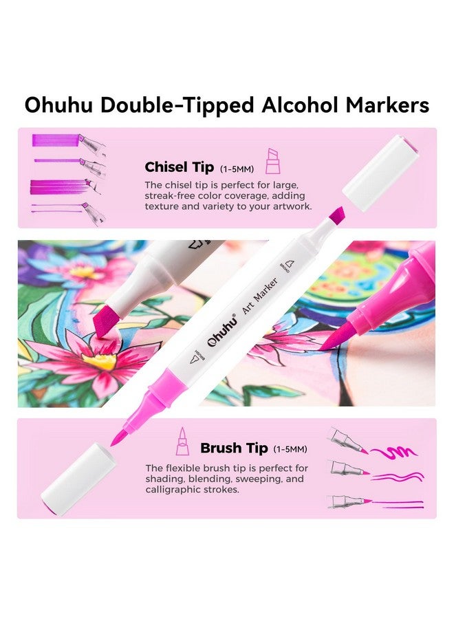 Ohuhu Markers Brush Tip 48 Colour Double Tipped Alcohol Based Markers For Kids Artist Adult Coloring Sketching Illustrations Marker Case Brush Chisel Great Value Pack For Students Art Class,Assorted - Image 2
