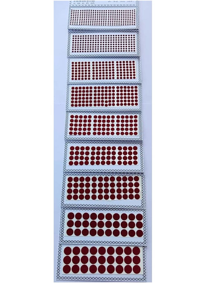 ATCUSA Deep Red Maroon Velvet Cards Dot Indian Bindi for women Tattoo Stickers Adhesive Body Jewelry Round Bindi Bridal Forehead Decor/Belly Decor 9 Different Sizes Dark Red Maroon  - Image 1