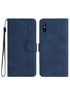 HuHa Case Cover For Xiaomi Redmi 9A/9AT/9i Heart Pattern Skin Feel Leather Phone Case Royal Blue 