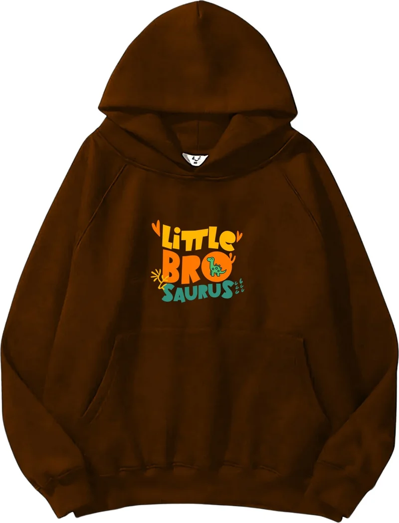 DogFish Women, Men's Sweatshirt Oversize Little Bro Saurus Printed Thick Brown Lover Sweatshirt